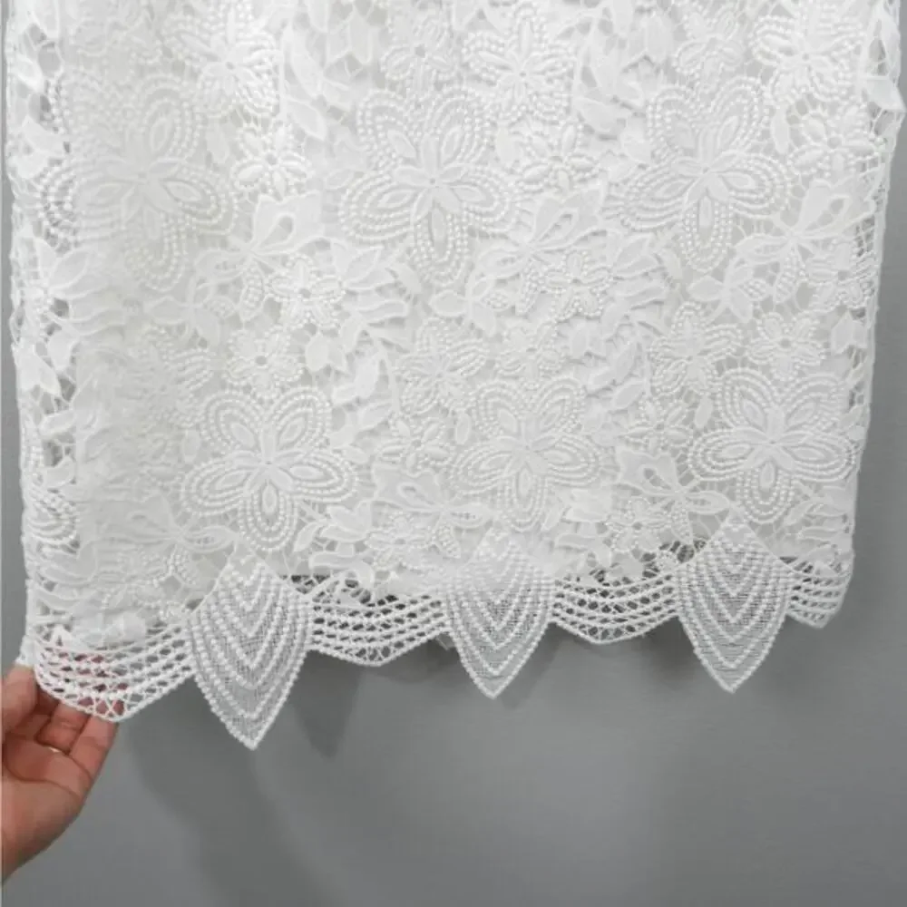 Anthropologie Charleston Lace Mini Dress Sz 0 White Rehearsal Wedding Engagement